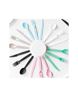 Cubierto polipropileno archivo 2000 libre bpa pack 1 cuchara + 1 tenedor + 1 cuchillo 18,5 cm color blanco