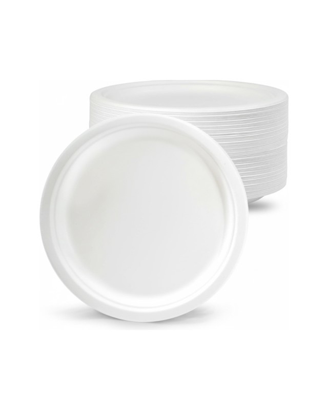 Plato de fibra bio 18 cm diametro paquete de 50 unidades