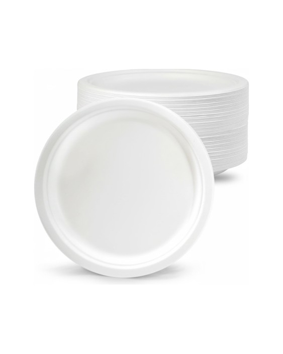 Plato de fibra bio 18 cm diametro paquete de 50 unidades