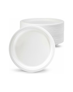 Plato de fibra bio 22 cm diametro paquete de 50 unidades