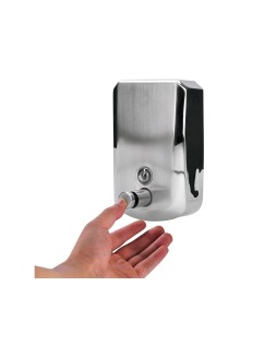 Dispensador manual q-connect de jabon 800 ml acero inoxidable 115x56x179mm