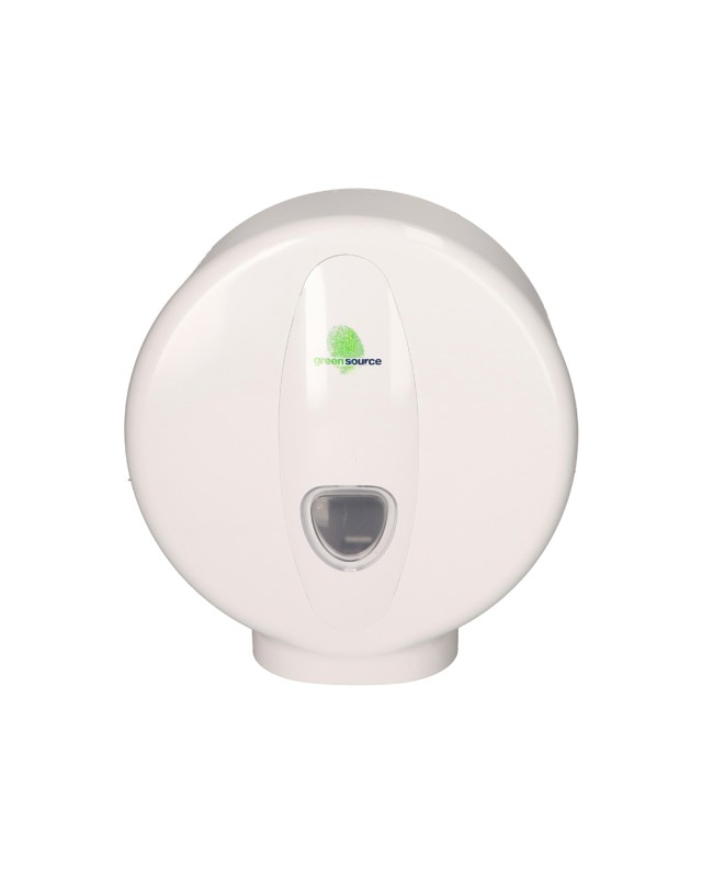 Dispensador papel higienico bunzl greensource mini jumbo fabricado en abs color blanco