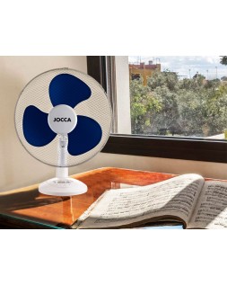 Ventilador de sobremesa jocca 3 velocidades 40 w sistema oscilacion y cabezal basculante diametro 300 mm