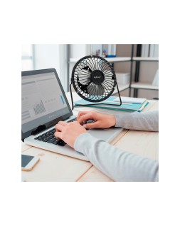 Ventilador sobremesa avant 3w diametro 100 mm alimentacion usb longitud cable 1 m color negro