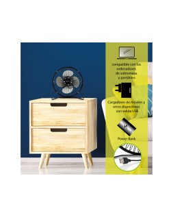 Ventilador sobremesa avant 3w diametro 150 mm alimentacion usb longitud cable 1 m color negro