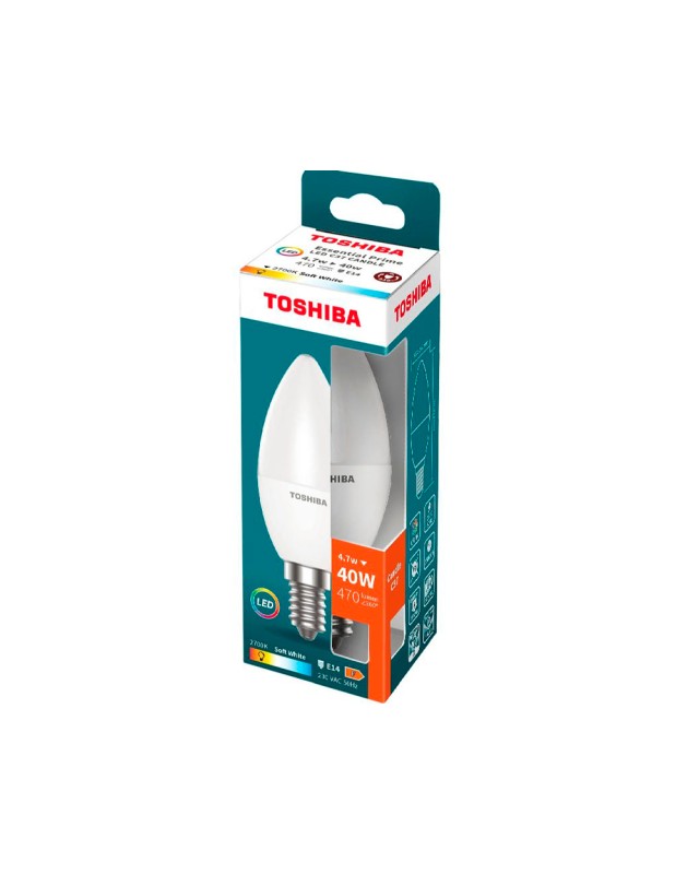 Bombilla led toshiba essential c37 e14 4.7w luz calida 2700k