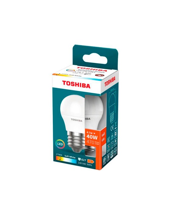Bombilla led toshiba essential g45 e27 4.7w luz calida 2700k