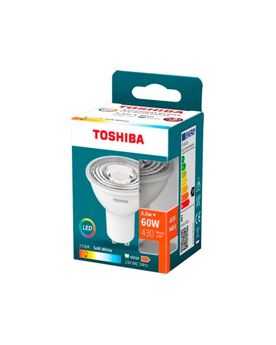 Foco led toshiba essential gu10 5.5w luz calida 2700k