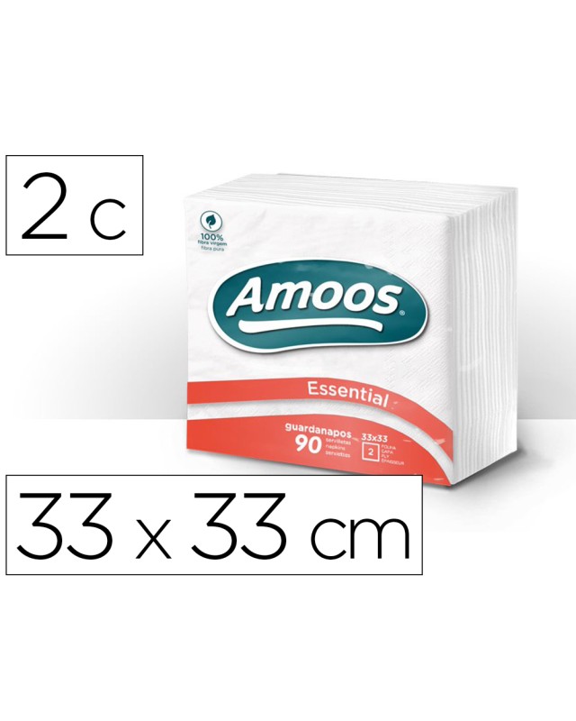 Servilleta celulosa amoos 33x33 cm 2 capas paquete de 90 unidades