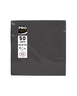 Servilleta pronappe celulosa micro grofada 20x20 cm 2 capas color negro paquete de 50 unidades
