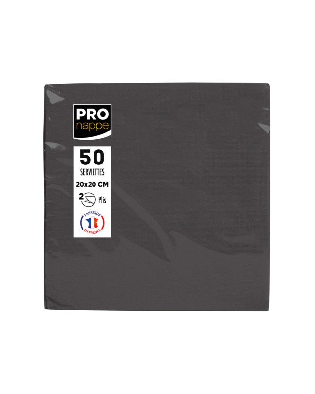 Servilleta pronappe celulosa micro grofada 20x20 cm 2 capas color negro paquete de 50 unidades