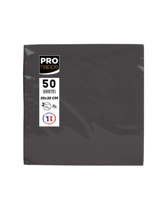 Servilleta pronappe celulosa micro grofada 20x20 cm 2 capas color negro paquete de 50 unidades