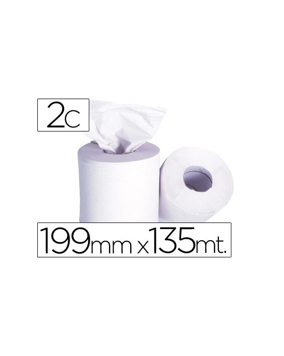Papel secamanos 2 capas 199 mm x 135 m mandril 70 mm diametro 197 mm