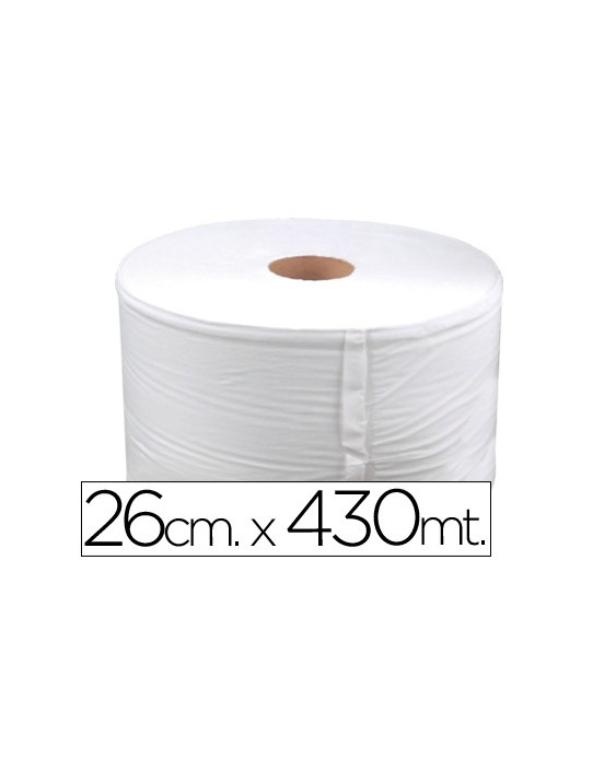 Papel secamanos industrial 260 mm de ancho x 400 m aprox diametro 33,5 cm para el dispensador 46826