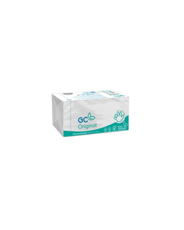Toalla de papel mano engarzada ecologica 20x23 cm 2 capas paquete con 196 unidades