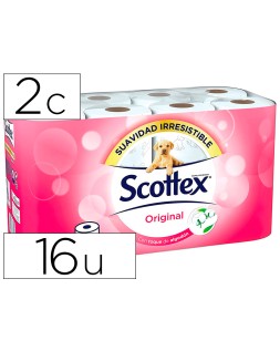 Papel higienico scottex original 2 capas paquete de 16 rollos 17,7 m