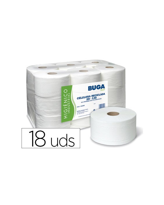 Papel higienico industrial gofrado buga reciclado 2 capas 130 m