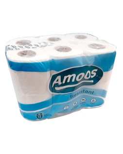 Papel higienico amoos 2 capas 100 mm diametro x 87 mm alto paquete de 12 rollos