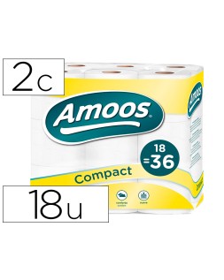 Papel higienico amoos doble largo 2 capas 32 m paquete de 18 rollos rollos