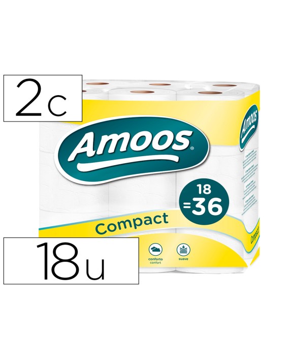 Papel higienico amoos doble largo 2 capas 32 m paquete de 18 rollos rollos