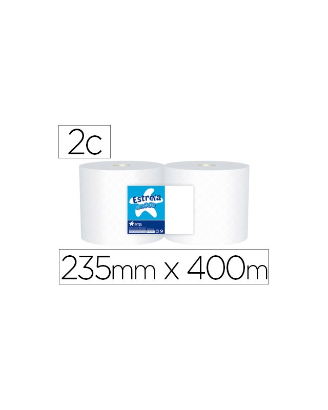 Papel secamanos industrial amoos 2 capas 222 mm x 400 m paquete de 2 rollos