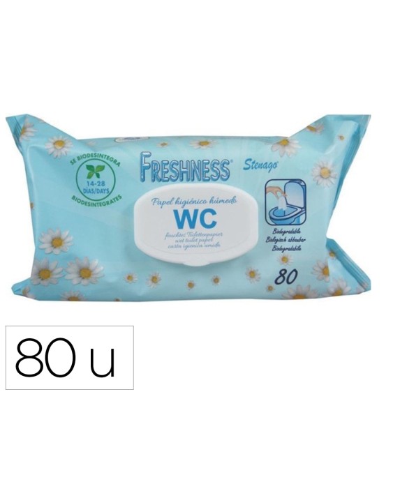 Papel higienico humedo freshness paquete con tapa de 80 unidades
