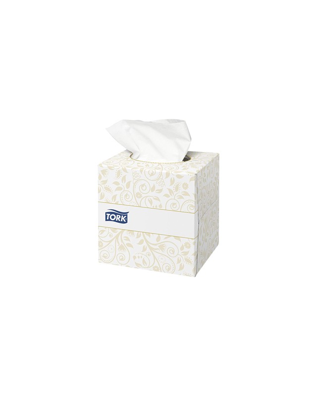 Pañuelos faciales tork extrasuaves 2 capas 20,9x20 cm caja cubo de 100 unidades