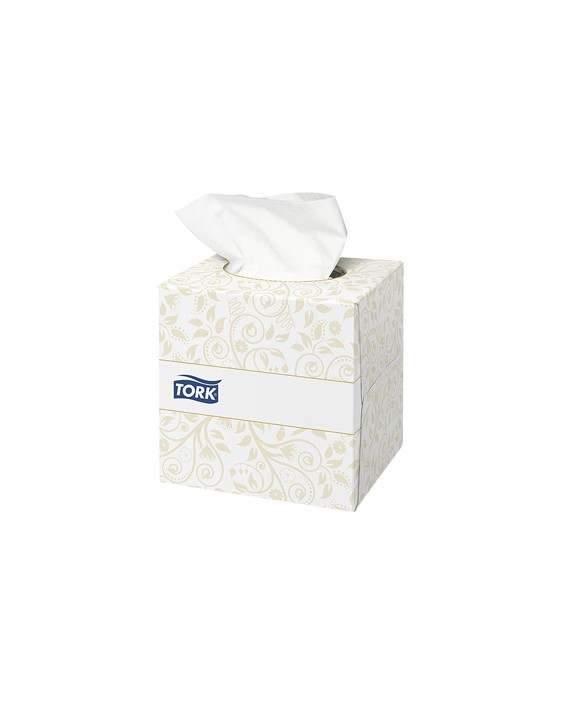Pañuelos faciales tork extrasuaves 2 capas 20,9x20 cm caja cubo de 100 unidades