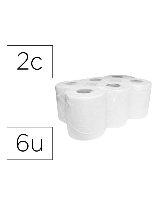 Papel secamanos dahi 2 capas celulosa gofrada 195 mm x 145 m paquete de 6 rollos