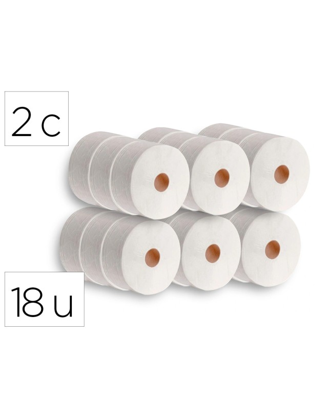 Papel higienico dahi jumbo 2 capas celulosa blanca 140 m mandril 45 mm paquete de 18 rollos