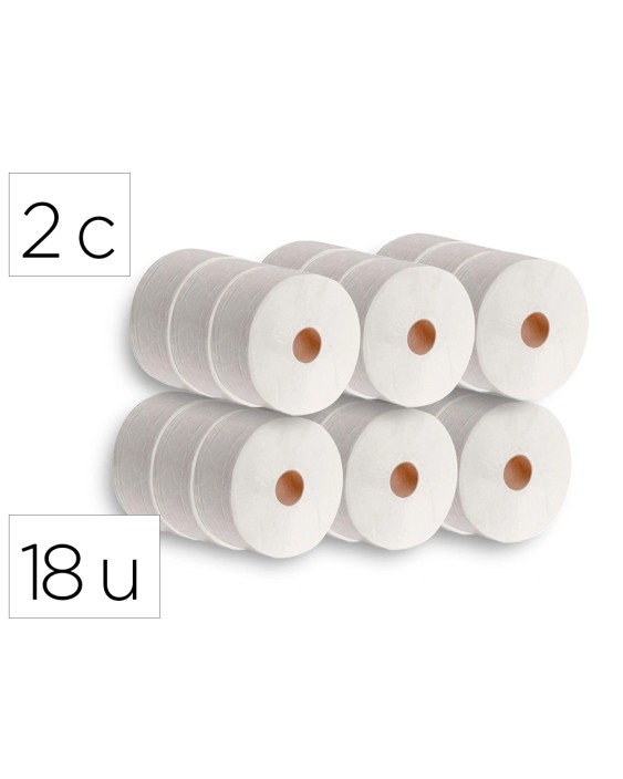 Papel higienico dahi jumbo 2 capas celulosa blanca 140 m mandril 45 mm paquete de 18 rollos