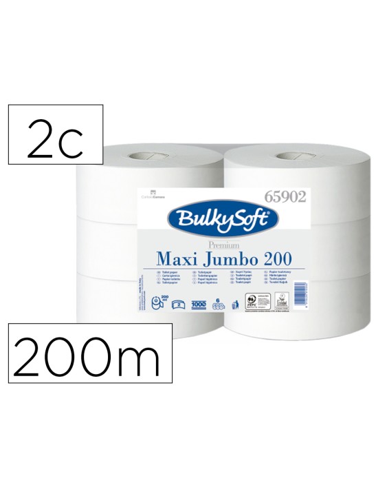 Papel higienico ofyhostel bulkysoft liso 2 capas longitud 200 m