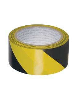 Cinta adhesiva q-connect de seguridad amarilla y negra 20 m x 48 mm