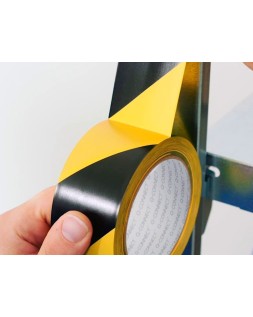 Cinta adhesiva q-connect de seguridad amarilla y negra 20 m x 48 mm