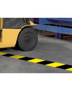 Cinta adhesiva q-connect de seguridad amarilla y negra 20 m x 48 mm