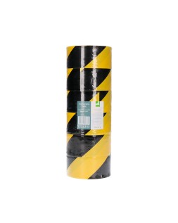 Cinta adhesiva q-connect de seguridad amarilla y negra 20 m x 48 mm