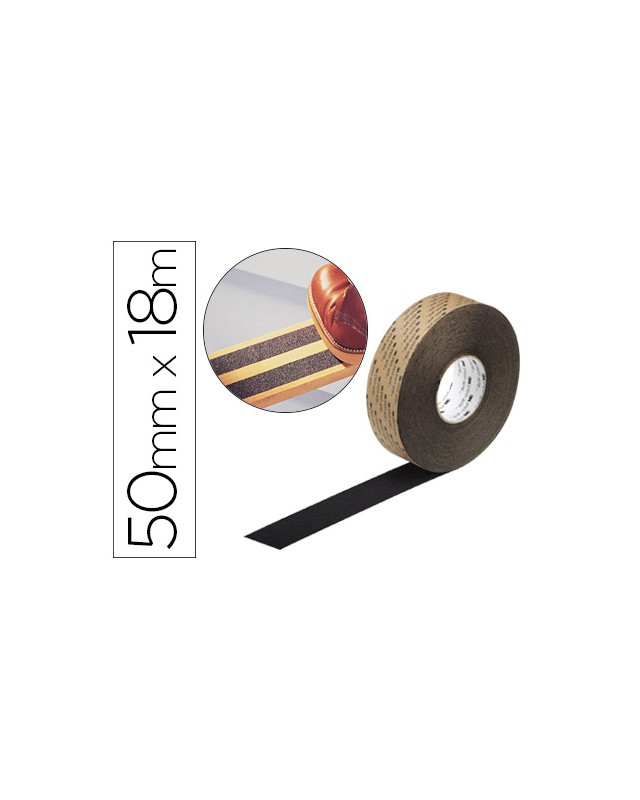 Cinta antideslizante 3m soporte de vinilo adhesivo + abrasivo 18 m x 50 mm