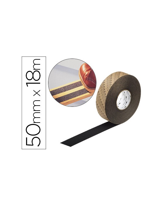 Cinta antideslizante 3m soporte de vinilo adhesivo + abrasivo 18 m x 50 mm