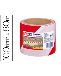 Cinta de señalizacion tesa signal no adhesiva rojo y blanco 100 m x 80 mm