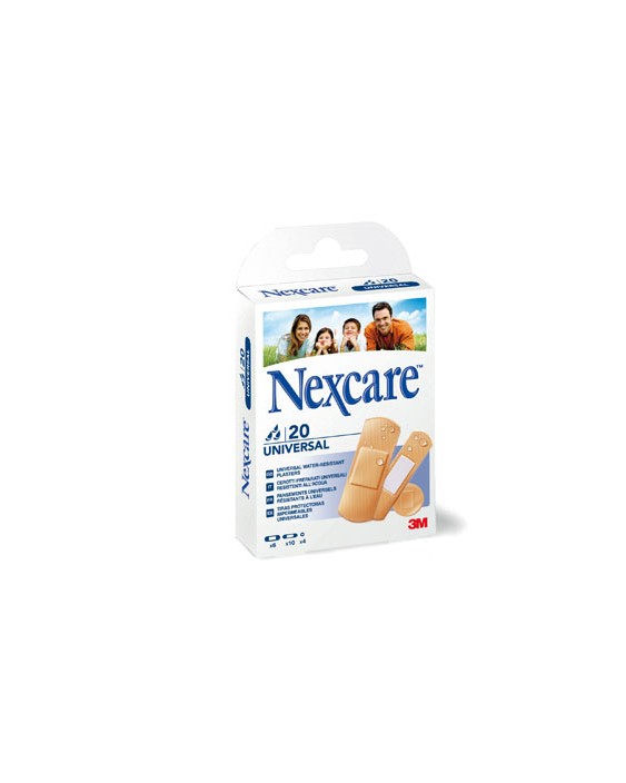 Tira protectora 3m nexcare para heridas y cortes plasticoimpermeable caja de 20 unidades diversos tamaños