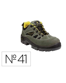 Zapatos de seguridad deltaplus trek de piel serraje puntera y suela composite verde talla 41