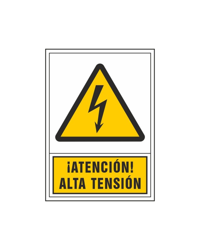 Pictograma syssa señal de advertencia atencion! Alta tension en pvc 245x345 mm