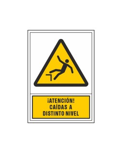 Pictograma syssa señal de advertencia atencion! Caidas a distinto nivel en pvc 245x345 mm