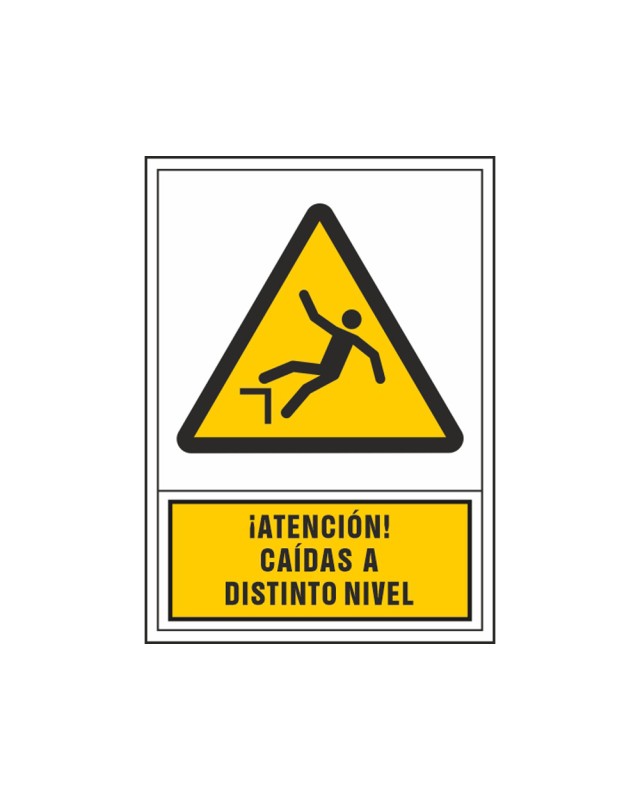 Pictograma syssa señal de advertencia atencion! Caidas a distinto nivel en pvc 245x345 mm