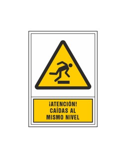 Pictograma syssa señal de advertencia atencion! Caidas al mismo nivel en pvc 245x345 mm