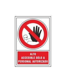 Pictograma syssa señal de prohibicion alto accesible solo a personal autorizado en pvc 245x345 mm