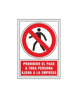 Pictograma syssa señal de prohibicion prohibido el paso a toda persona ajena a la empresa en pvc 245x345 mm
