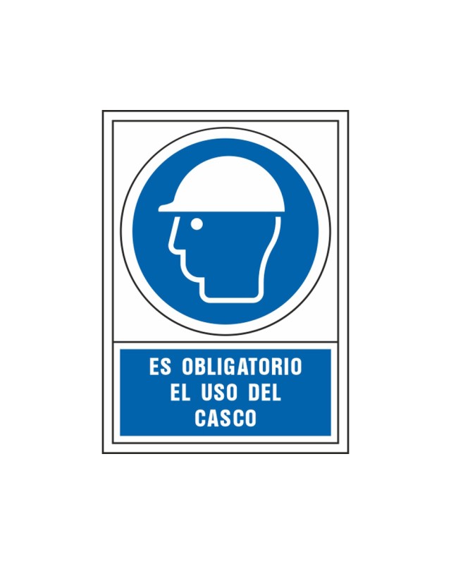 Pictograma syssa señal de obligacion es obligatorio el uso de casco en pvc 245x345 mm