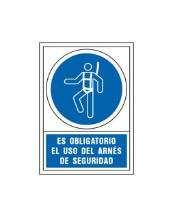 Pictograma syssa señal de obligacion es obligatorio el uso de arnes de seguridad en pvc 245x345 mm
