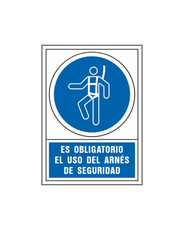 Pictograma syssa señal de obligacion es obligatorio el uso de arnes de seguridad en pvc 245x345 mm